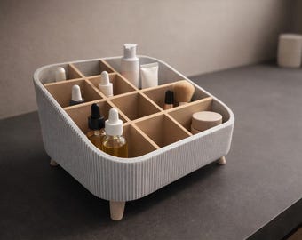 Makeup Vanity Organizer with Legs • Brush, Lipstick & Skincare Storage