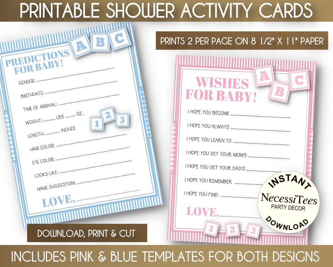 PRINTABLE Wishes for Baby Cards Baby Shower Party Games - Etsy