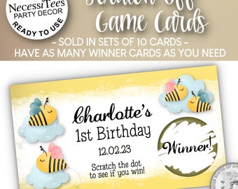 PRINTED Scratch Off Cards | Set of 10 Cards | Party Games | Party or Shower Activity | Baby Buzzing Bees | For a Baby Shower or Birthday