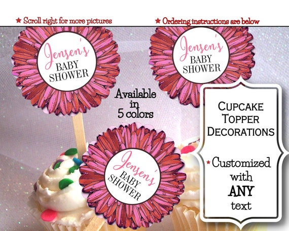 Cupcake Pick Decorations, Comes in 5 Colors, Toppers, Baby Shower, Bridal Shower, Birthday, Wedding, Engagement, Floral Design, Quinceanera Il_570xn