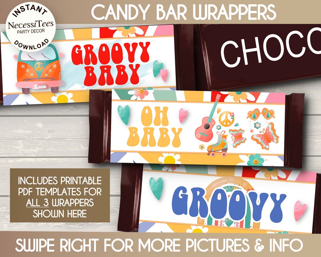 PRINTABLE Baby Shower Candy Bar Wrapper Templates Groovy - Etsy