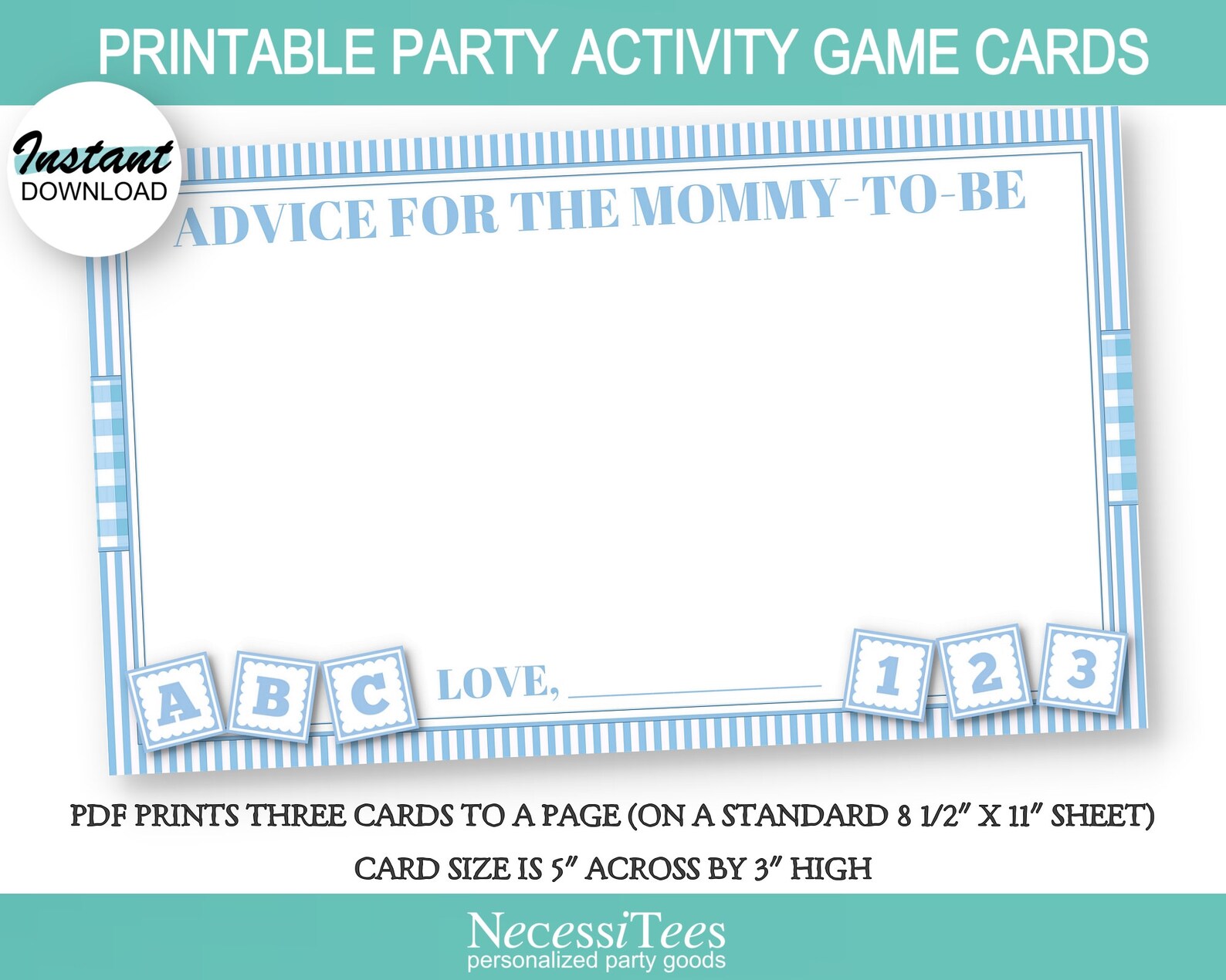PRINTABLE Mommy to Be Advice Cards Baby Shower Game Card | Etsy