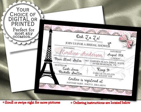 Party Invitations French Eiffel Tower Paris Parisienne Romantic Party Invitations French Eiffel Tower Paris Parisienne Romantic