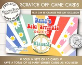 PRINTED Scratch Off Cards | Set of 10 Cards | Party Games | Shower Activity | Groovy Baby Shower | 70s | Peace and Love | Bright Colors Il_170x135