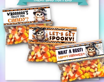 Halloween Treat Bag Toppers: Owl Theme (3 Printable PDFs - Instant Download)