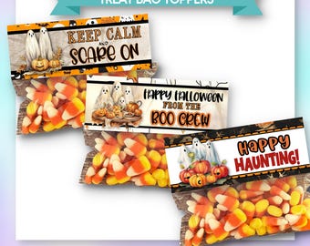 Halloween Treat Bag Toppers: Spooky Ghost Designs (3 Printable PDF Instant Download)