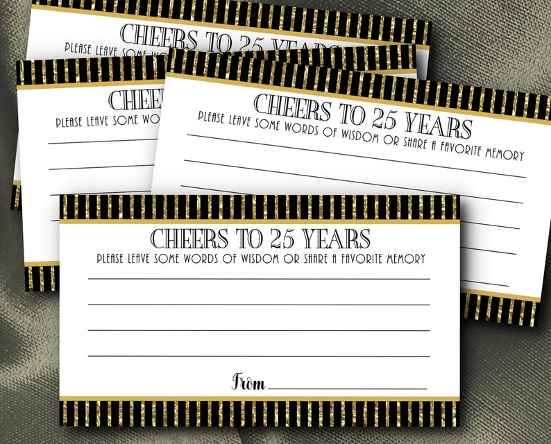 Birthday Advice Cards Anniversary Art Nouveau Art Deco Words of Wisdom Cards Party Activity Cards Gatsby Retirement Party,