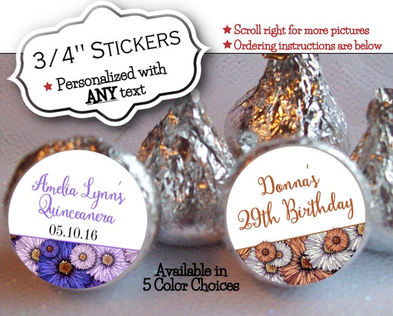 3/4 Inch Candy Stickers, Baby Shower, Bridal Shower, Birthday, Wedding, Engagement Party, Quinceanera, Floral Design, Sheet of 108 Stickers Il_570xn