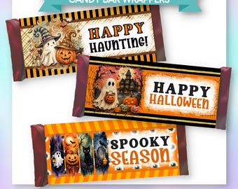PRINTABLE Candy Bar Wrapper Templates | Halloween | Spooky Ghosts, Pumpkins | PDFs | Instant Download