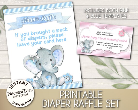 PRINTABLE Diaper Raffle Cards with Sign, Raffle Insert Cards, Baby ...