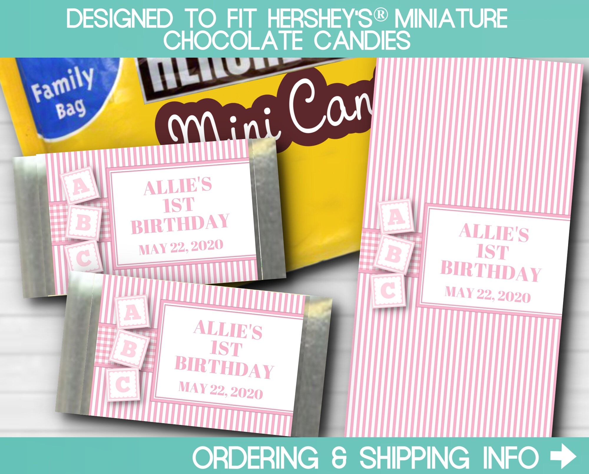 PRINTED Miniature Candy Wrappers Party Favors Baby Blocks | Etsy