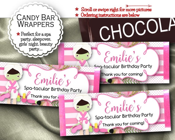 Candy Bar Wrappers, Spa Beauty Party, Bridal Shower, Birthday Party, Slumber Party, Bachelorette Party, Girls Night Out, Pink Colors Il_570xn