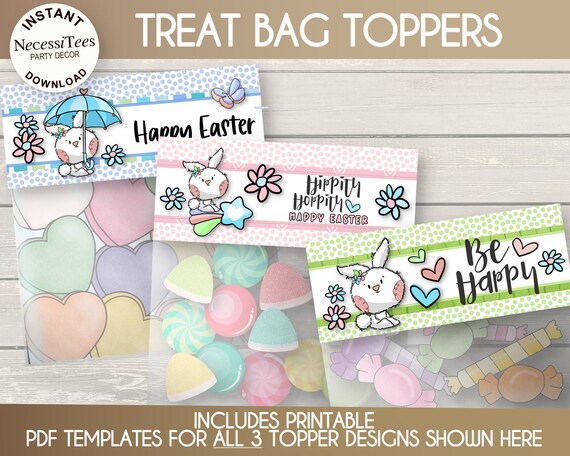 PRINTABLE Treat Bag Topper Templates, Easter Theme, Easter Bunnies ...