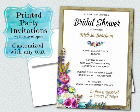 Printed Party Invitations Printed Invites with Envelopes | Etsy