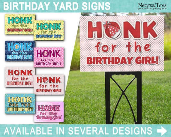 Honk for the Birthday Boy or Girl Yard Signs, Virtual Party Signs, 8 Designs to Choose From, Arrives to You in 7 to 10 Business Days Il_570xn