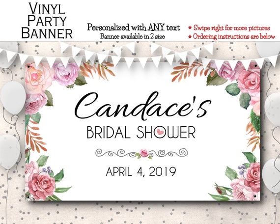 Vinyl Welcome Banner 36x20 48x30 Florals Pink Roses Corals