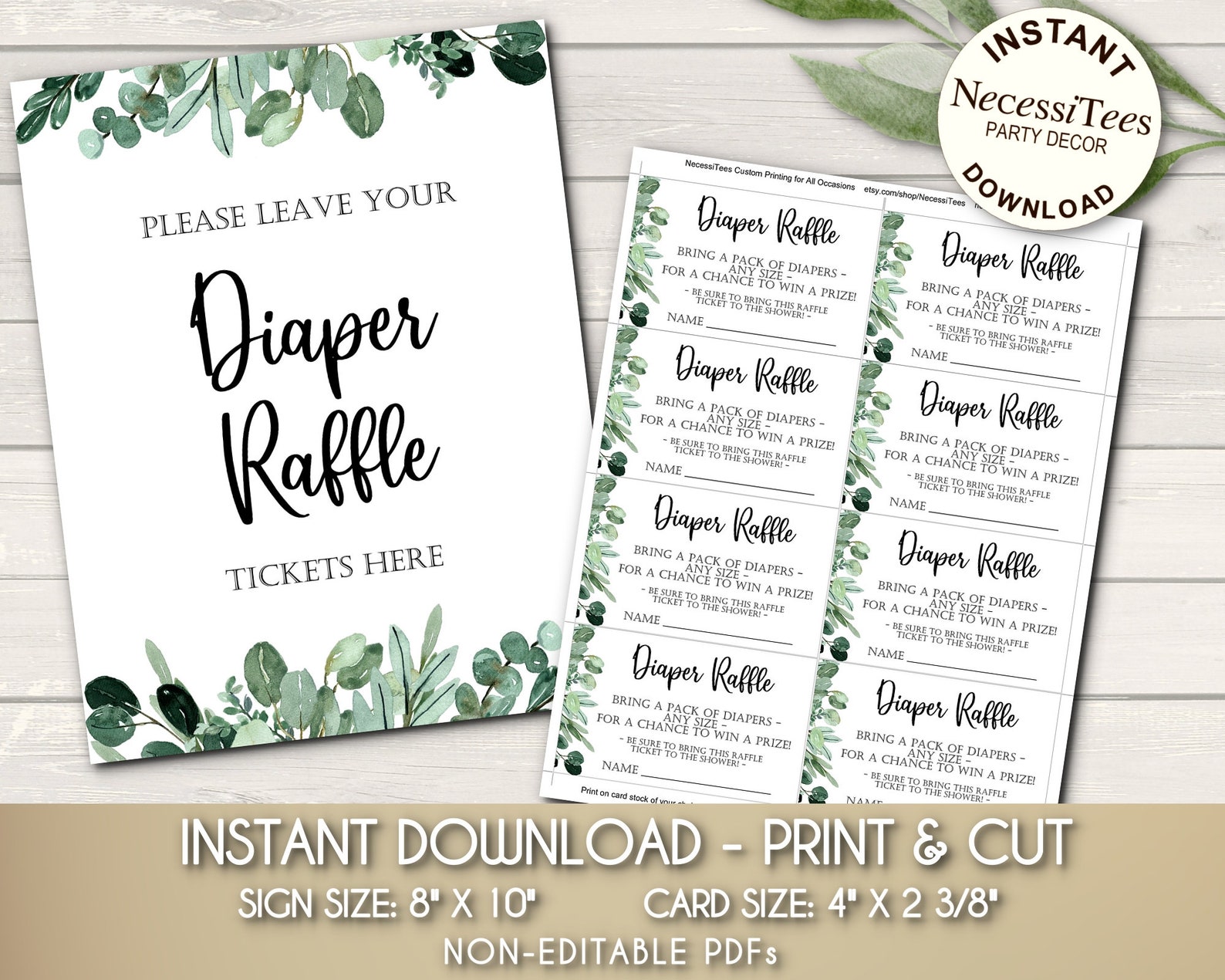 PRINTABLE Printable Diaper Raffle Cards Sign Set Raffle Etsy Canada