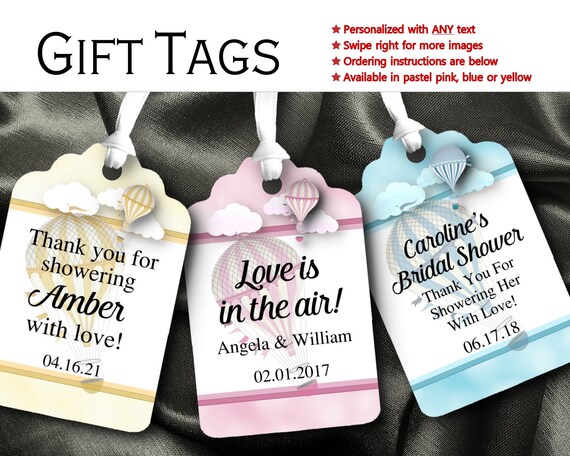 Gift Tags, Favor Tags, Tie On, Hot Air Balloons, In Pastel Pink, Yellow or Blue Il_570xn