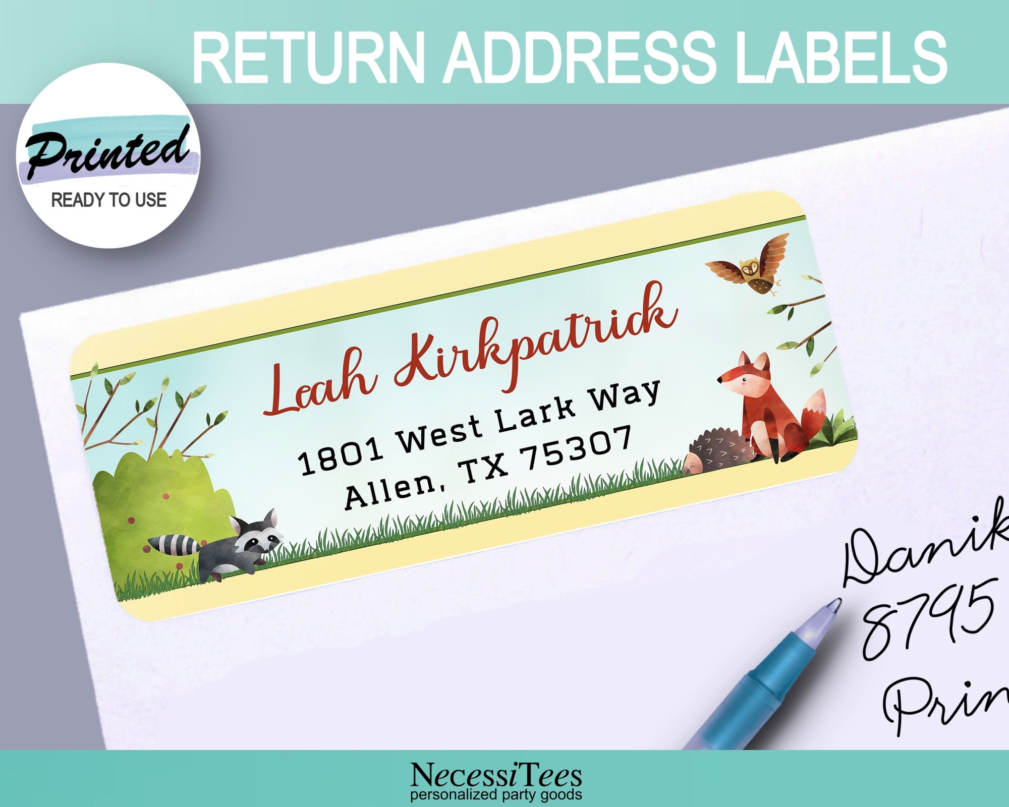 PRINTED Return Address Labels Baby Woodland Forest Animals Etsy