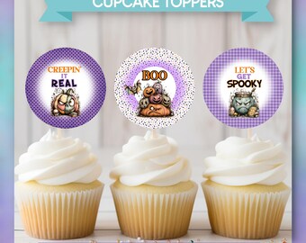 PRINTABLE Cupcake Decorations Template | Halloween Theme | Spooky Pumpkins  |  PDF | Instant Download