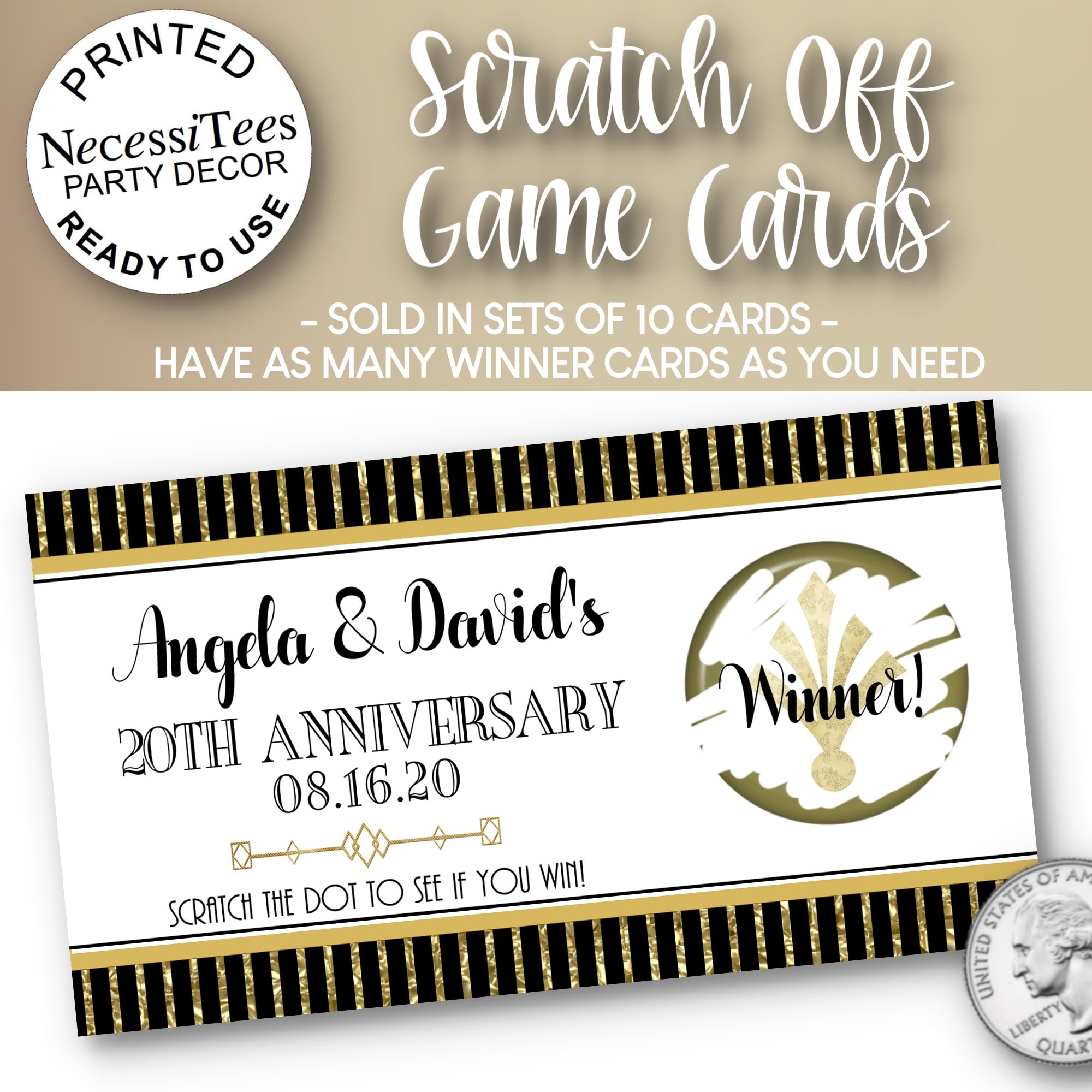"Dashingly Aged To Perfection" 50th Birthday Scratch-Off Game Cards - Pack Of 22 Cards For Party Games & Prizes - View #4