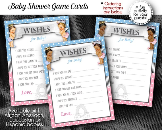 Wishes for Baby Cards, Baby Shower Party Games, Activity Game Cards, Baby Gender Reveal Party, Prince, Princess, Royalty Il_570xn