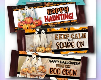 PRINTABLE Candy Bar Wrapper Templates | Halloween | Spooky Ghosts | PDFs | Instant Download