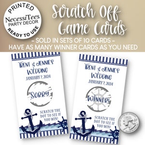PRINTED Scratch Off Cards | Set of 10 Cards | Party or Shower Activity | Nautical Ocean Sea | Anchor Steering Wheel | For Most Occasions