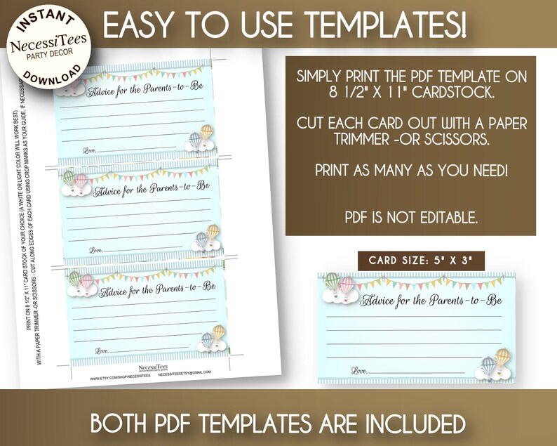 PRINTABLE Mommy to Be Parents to Be Advice Cards Baby - Etsy