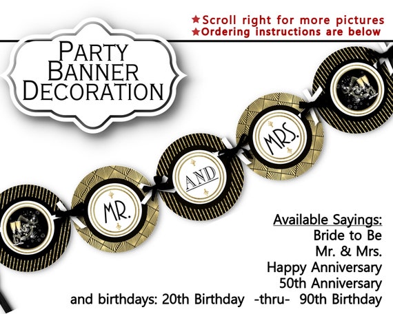 Party Decoration Banner Bunting Gatsby Art Nouveau Art Deco