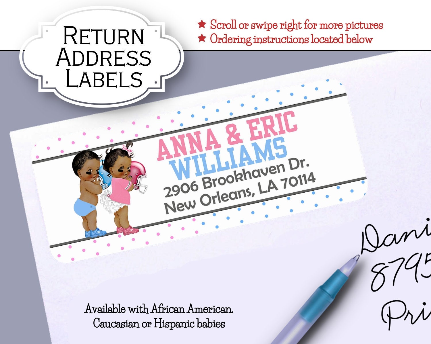 printed return address labels
