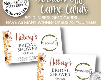 PRINTED Scratch Off Cards | Set of 10 Cards | Party or Shower Activity | Fall Autumn Leaves Design | Perfect for Most Any Occasion