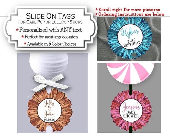 Cake Pop Tags, Sucker or Lollipop Tags, Spring Florals, Daisies, Mums, Birthday, Bridal Shower, Baby Shower, Wedding Party, Quince, 5 Colors Il_570xn