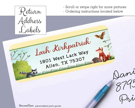 Return Address Labels, Baby Woodland Forest Animals, Birthday, Baby Shower, Raccoon, Fox, Hedgehog, Owl, 30 Labels to the Sheet Il_570xn