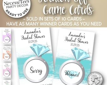 PRINTED Scratch Off Cards | Set of 10 Cards | Party or Shower Activity | Diamond Ring Design | In 5 Colors | Perfect for Most Any Occasion