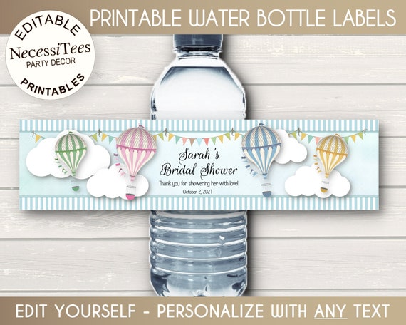PRINTABLE Water Bottle Labels Printable Pastels Hot Air - Etsy