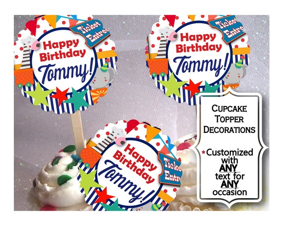 Cupcake Picks Cupcake Topper Decorations Circus Carnival Theme