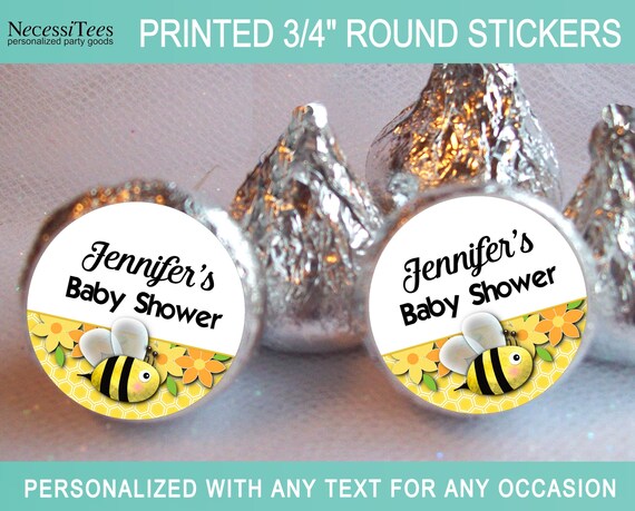 3/4" Round Candy Stickers, Candy Favor Labels, Baby Bee, Bumblebee, Yellow & Black Baby Shower, Birthday, Sheet of 108 Stickers Il_570xn