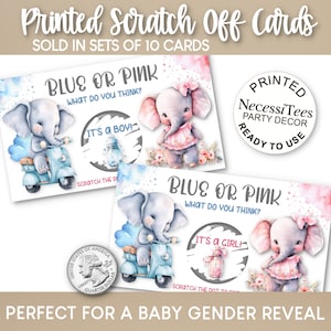 Elephant Gender Reveal Scratch Off Cards - Comes in sets of 10 cards
