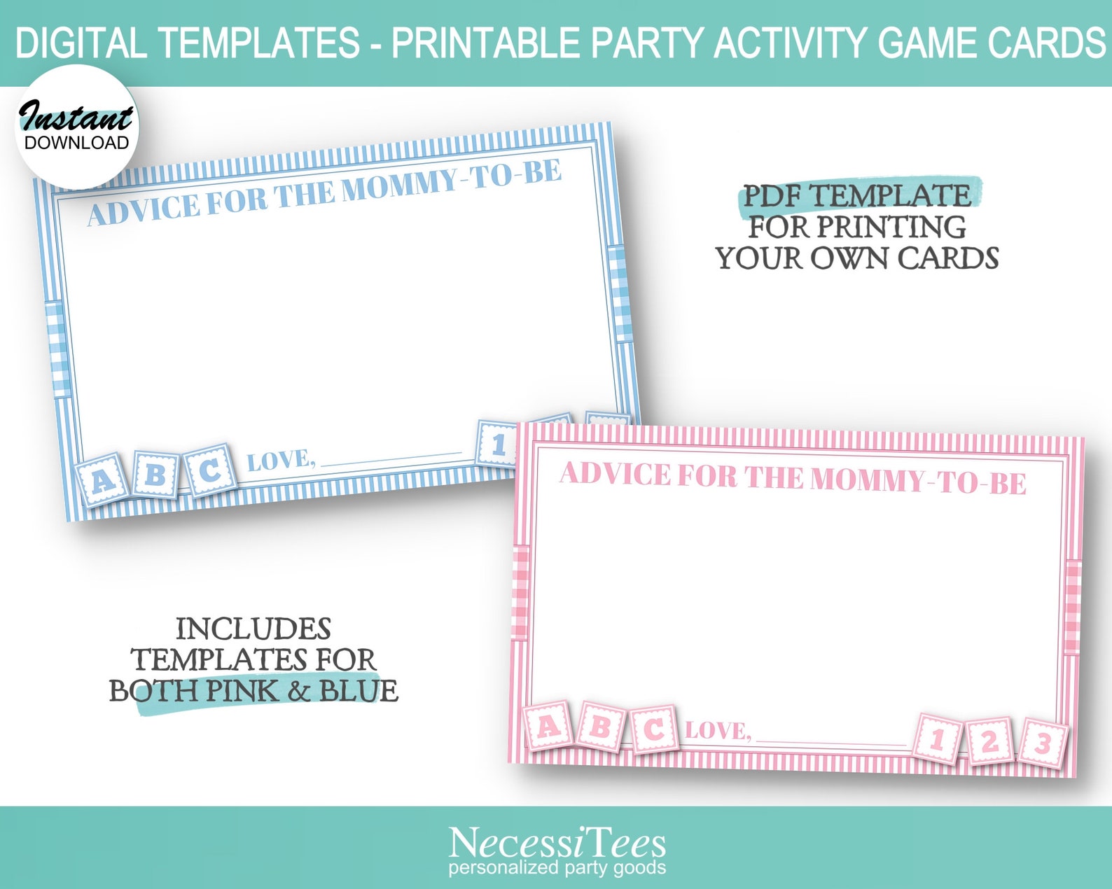 PRINTABLE Mommy to Be Advice Cards Baby Shower Game Card | Etsy
