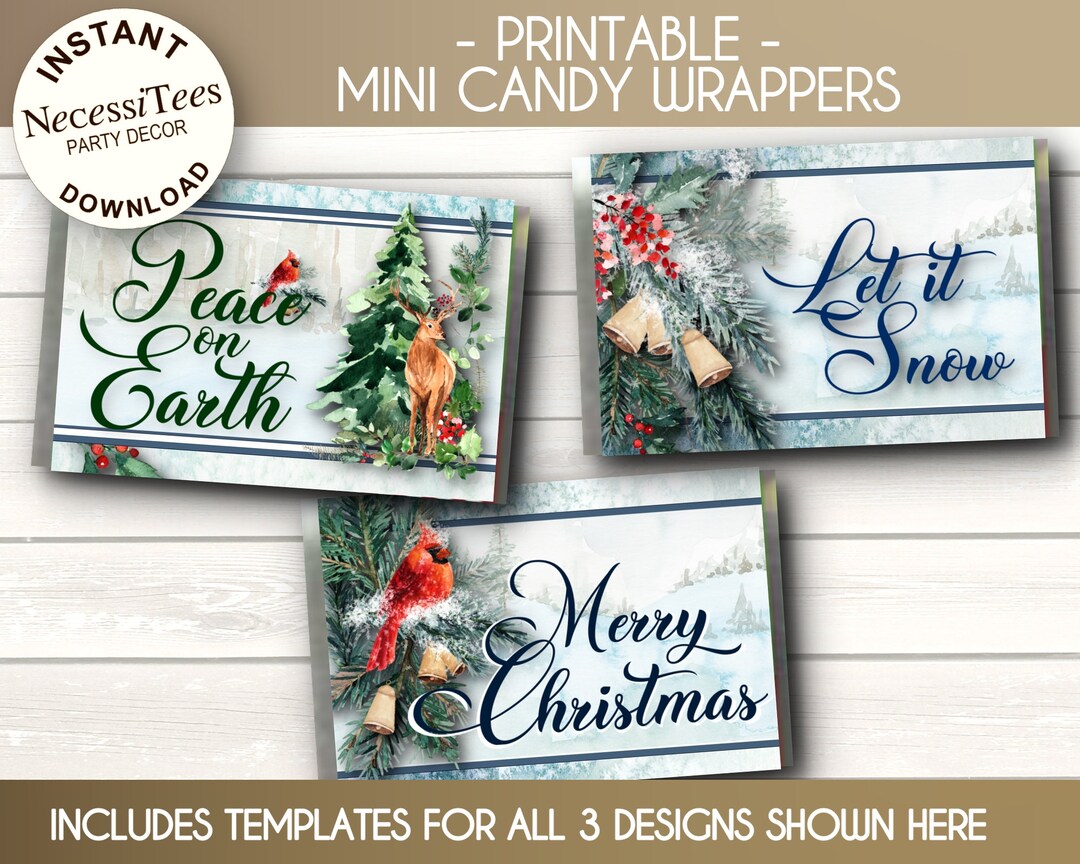 PRINTABLE Mini Candy Wrappers Party Favors Christmas, Xmas, Forest ...