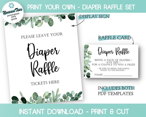 PRINTABLE Printable Diaper Raffle Cards &amp; Sign Set Raffle | Etsy