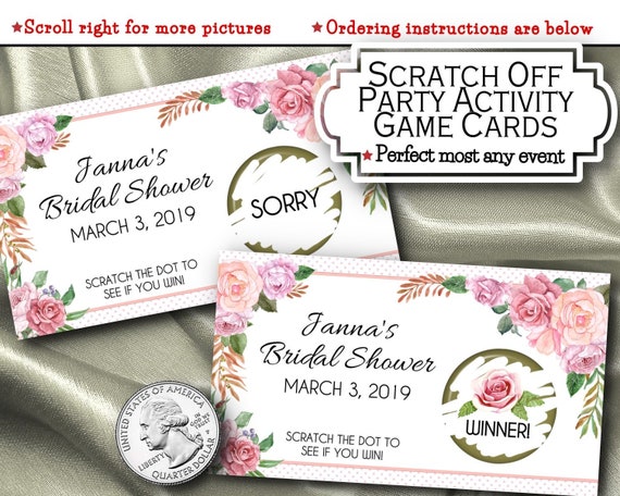 Scratch Off Cards Party Activity Game Floral Design Pink Roses Scratch Off Cards Party Activity Game Floral Design Pink Roses