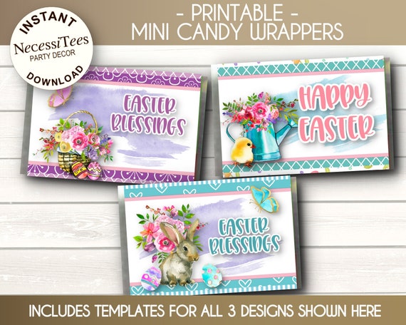 PRINTABLE Mini Candy Wrapper Templates, Party Favors, Happy Easter ...