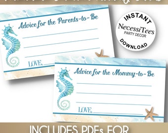 PRINTABLE Mommy to Be | Parents to Be Advice Cards | Party Activity Game Card | Beach Theme | Sea | Ocean | Nautical