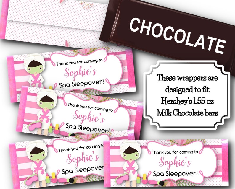 Girls Night Out Bridal Shower Slumber Party Spa Beauty Party Candy Bar Wrappers Bachelorette Party Pink Colors Birthday Party