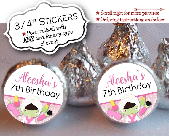 3/4" Candy Stickers, Favor Labels, Spa Party, Birthday, Bridal Shower, Bachelorette, Sleepover Party, Pink Colors, 108 Stickers Il_570xn
