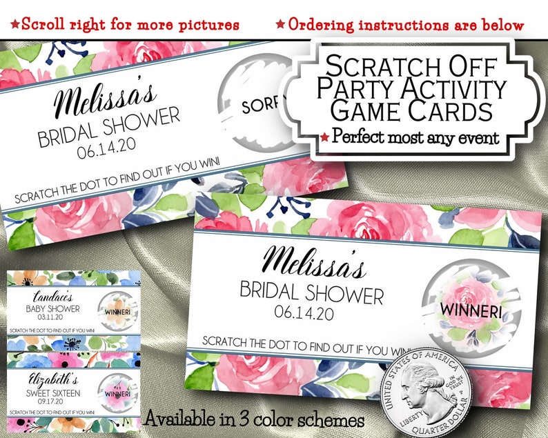 Scratch Off Cards Party Games Party Or Shower Activity Etsy