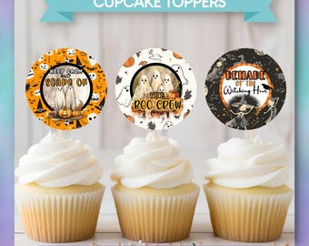 PRINTABLE Cupcake Decorations Template | Halloween Theme | Spooky Ghosts Theme  |  PDF | Instant Download