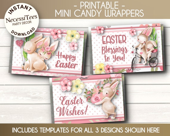 PRINTABLE Mini Candy Wrapper Templates, Party Favors, Happy Easter ...